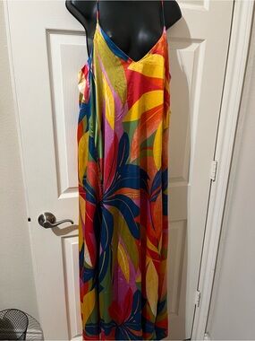 Chetta B Multicolor Tropical Slip Maxi Dress